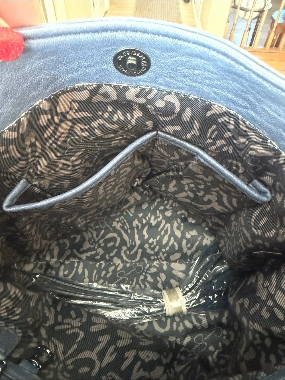 Jessica Simpson Navy Blue Leather Stud-Trim Hobo Bag